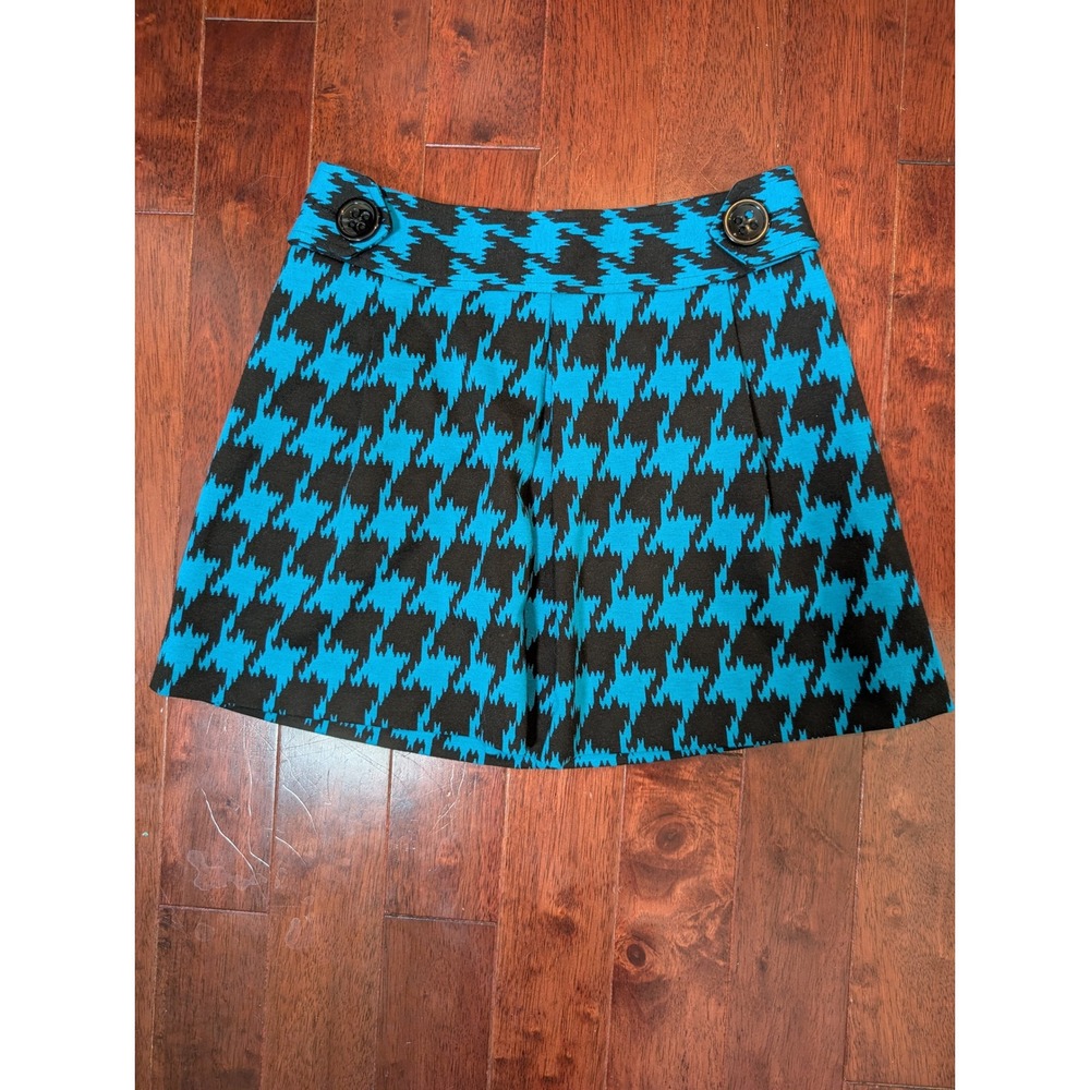 Express Design Studio Skirt Women 4 Houndstooth Mini A-Line Pockets Button NWT